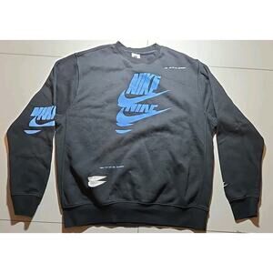 Nike Sportswear Essentials Fleece Crewneck Graphic Sweatshirt DM6875-010 Medium